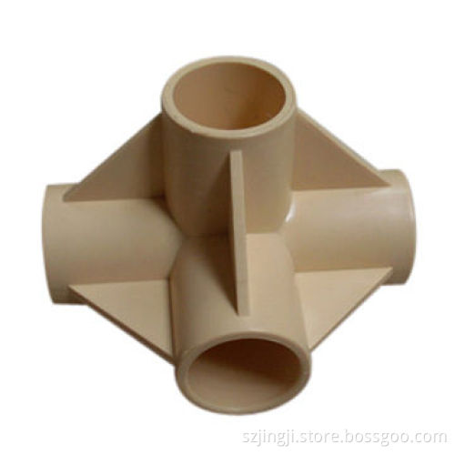 3-way Plastic Connector Fittings, ABS Material, Beige Color, Inner Diameter of 28mm